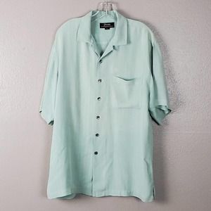 Fonte Green Camp Style Silk Button Up Shirt M